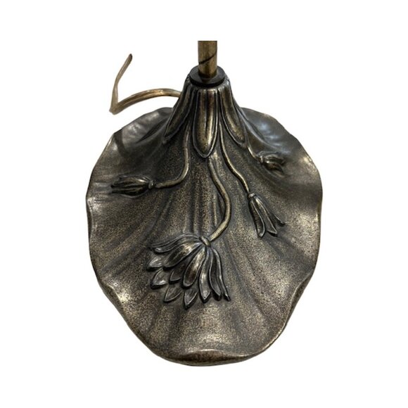 Vintage L&L WMC Tiffany Style Stained Glass Table Lamp MCM Pink - Lily Pad 19"H - Picture 11 of 13